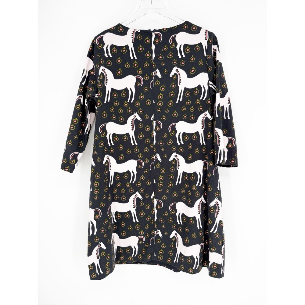 RARE Marimekko Finland Pony Print Flock Swing Dress Women's XXL Scandinavian - Picture 3 of 9